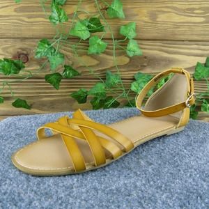 Old Navy Women Ankle Strap Sandal‎ Shoes Orange Synthetic Size 9 Medium